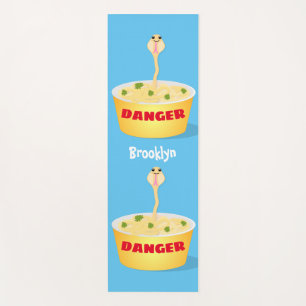 Cute noodles snake cartoon illustration humour yoga mat