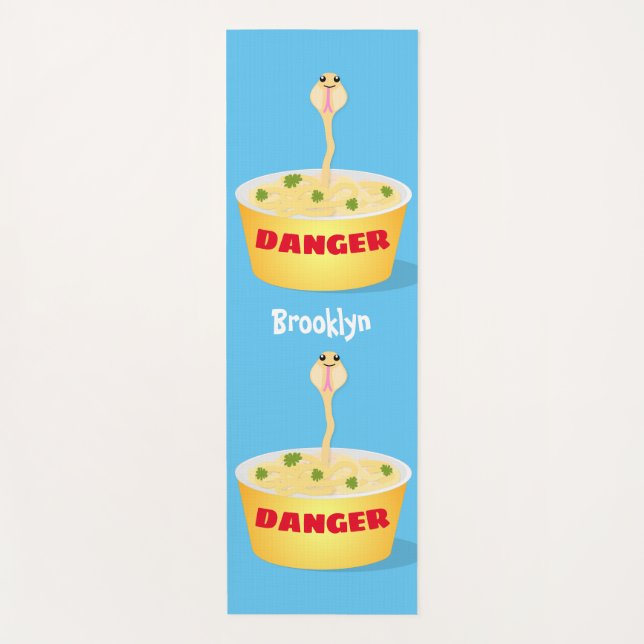 Cute noodles snake cartoon illustration humour yoga mat (Front)