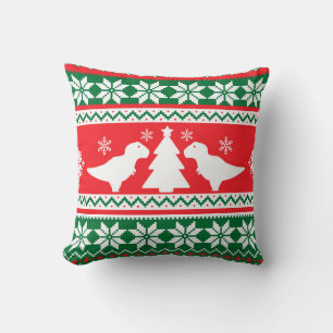 Cute Nordic Fair Isle T-Rex Dinosaurs Sweater Cushion