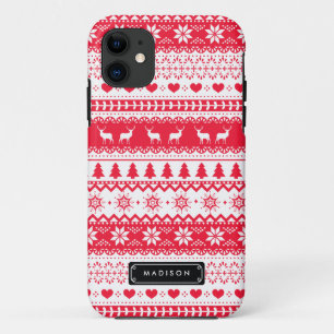Cute Nordic Folk Holidays Red Pattern Custom iPhone 11 Case