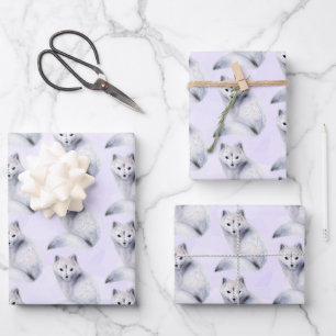 Cute Nordic Fox with Floral Markings Boho Pattern Wrapping Paper Sheet
