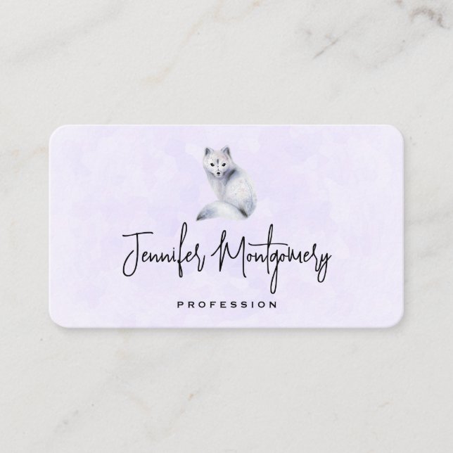 Cute Nordic Fox with Floral Markings Business Card (Front)