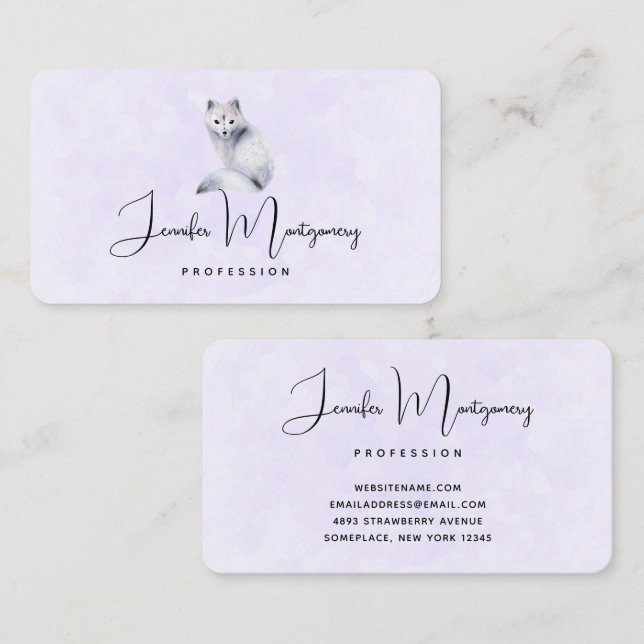 Cute Nordic Fox with Floral Markings Business Card (Front/Back)
