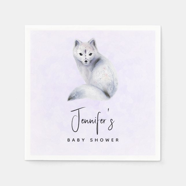 Cute Nordic Fox with Floral Markings Event Napkin (Front)