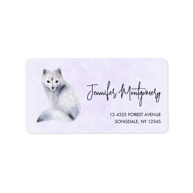 Cute Nordic Fox with Floral Markings Label (Front)