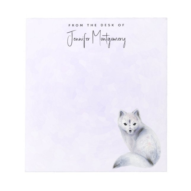 Cute Nordic Fox with Floral Markings Notepad (Front)