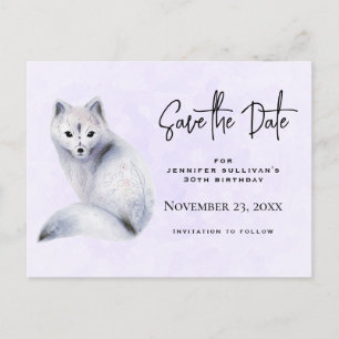 Cute Nordic Fox with Floral Markings Save the Date Invitation Postcard