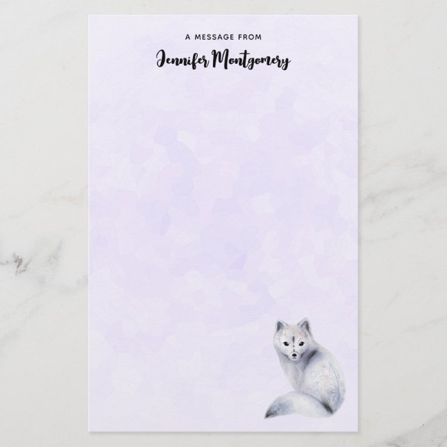 Cute Nordic Fox with Floral Markings Stationery (Front)