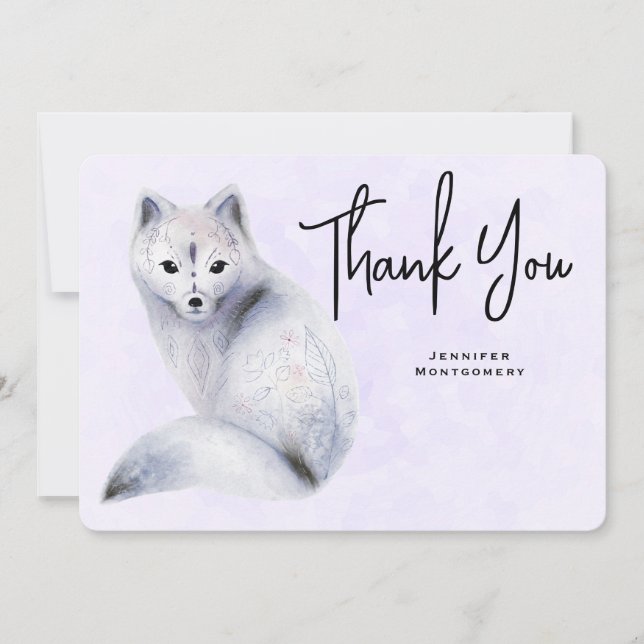 Cute Nordic Fox with Floral Markings Thank You (Front)