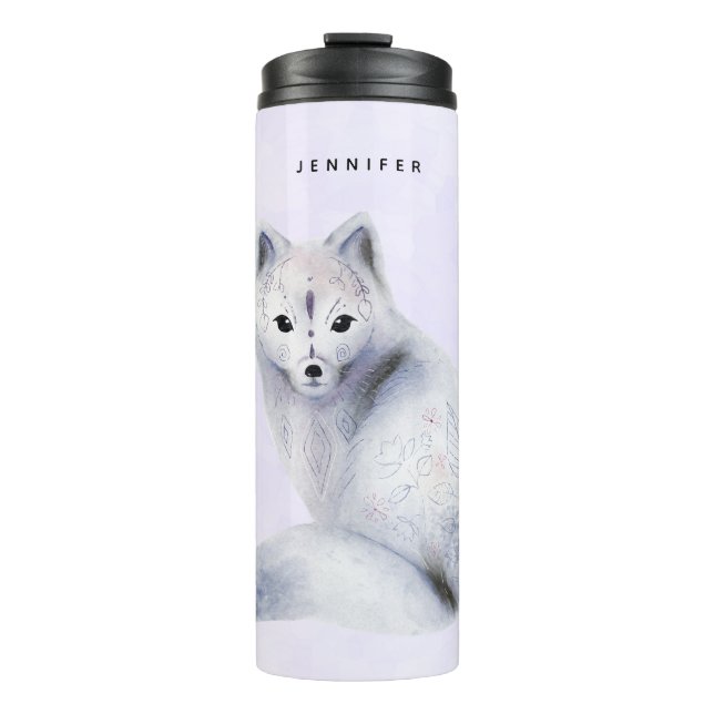 Cute Nordic Fox with Floral Markings Thermal Tumbler (Front)