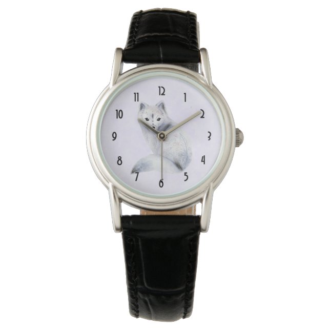 Cute Nordic Fox with Floral Markings Watch (Front)