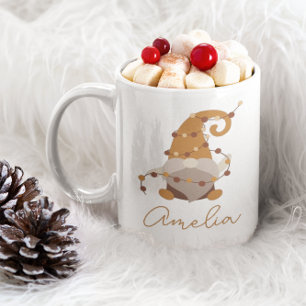 Cute Nordic Gnome Personalised Christmas  Coffee Mug