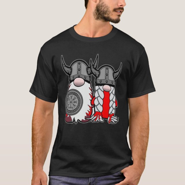 Cute Nordic Gnome Viking Tomte Couple Scandinavian T-Shirt (Front)