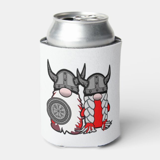 Cute Nordic Gnomes Viking Tomte Couple Scandinavia Can Cooler (Can Front)