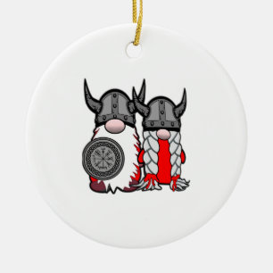 Cute Nordic Gnomes Viking Tomte Couple Scandinavia Ceramic Tree Decoration
