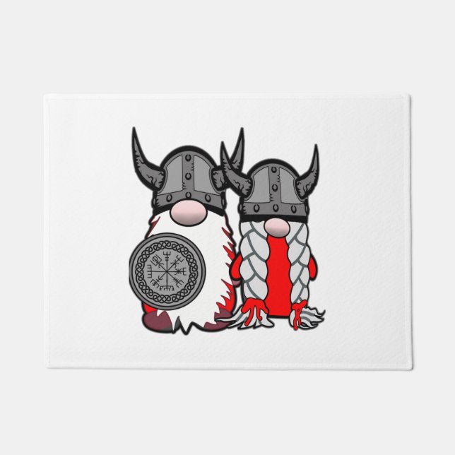 Cute Nordic Gnomes Viking Tomte Couple Scandinavia Doormat (Front)