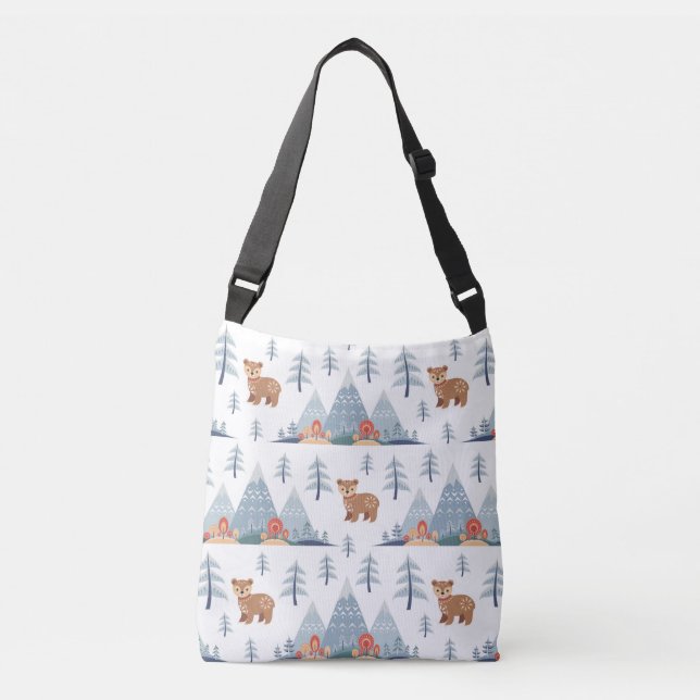 Cute Nordic Holiday Bear Pattern Crossbody Bag (Front)