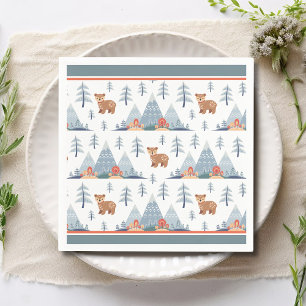 Cute Nordic Holiday Bear Pattern Napkin
