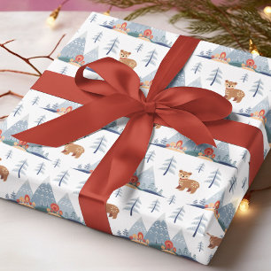 Cute Nordic Holiday Bear Pattern Wrapping Paper