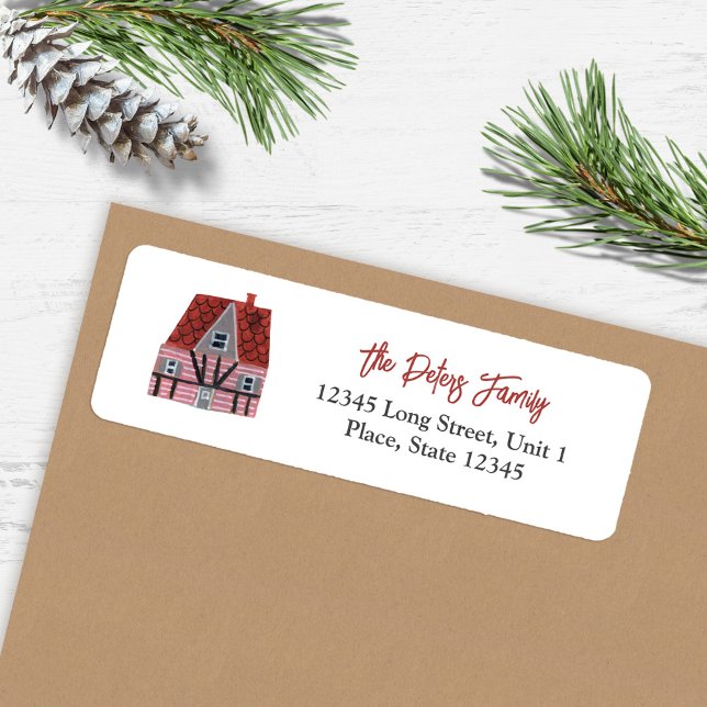 Cute Nordic House Village Christmas  (Cute Nordic House Village Christmas Label)