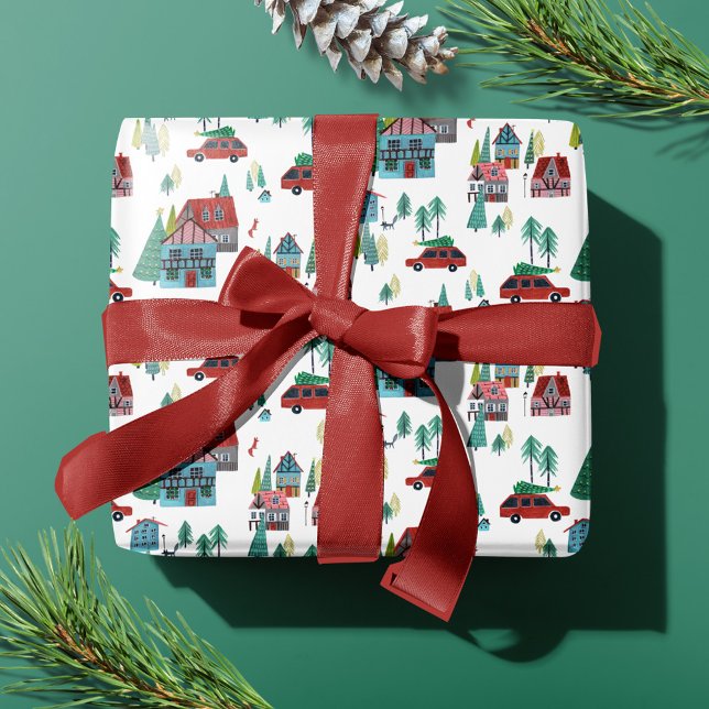 Cute Nordic skating Village Christmas Pattern Wrapping Paper (Cute Nordic skating Village Christmas Pattern Wrapping Paper)