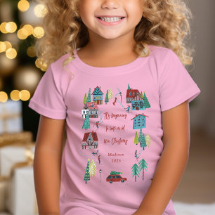 Cute Nordic skiing Village Christmas Party T-Shirt