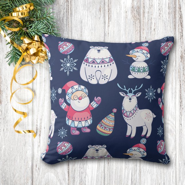 Cute Nordic Style Animals and Santa Pattern Cushion (Creator Uploaded)