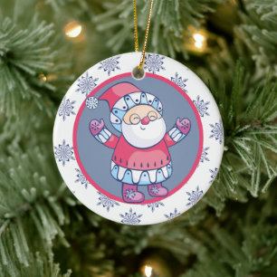 Cute Nordic Style Santa Claus Kids Personalised Ceramic Tree Decoration