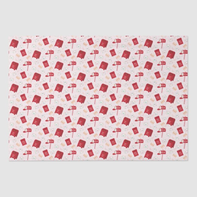 Cute North Pole Mail Christmas Pattern Tissue Paper (Front)