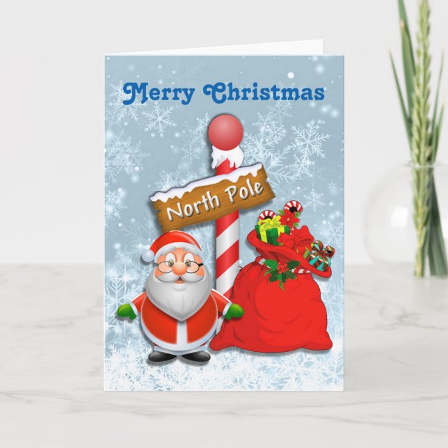 Cute North Pole Santa Card (Front)