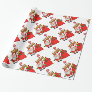 Cute North Pole Santa Custom Colour Wrapping Paper