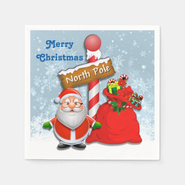 Cute North Pole Santa Napkins (Front)