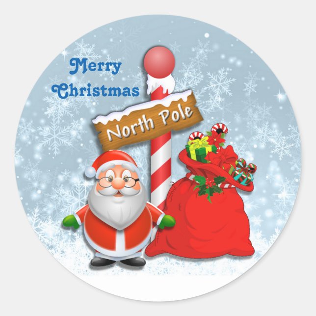 Cute North Pole Santa Stickers (Front)