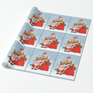 Cute North Pole Santa Wrapping Paper