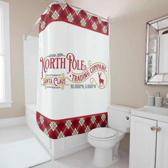 Cute North Pole Trading Company Shower Curtain (In Situ)