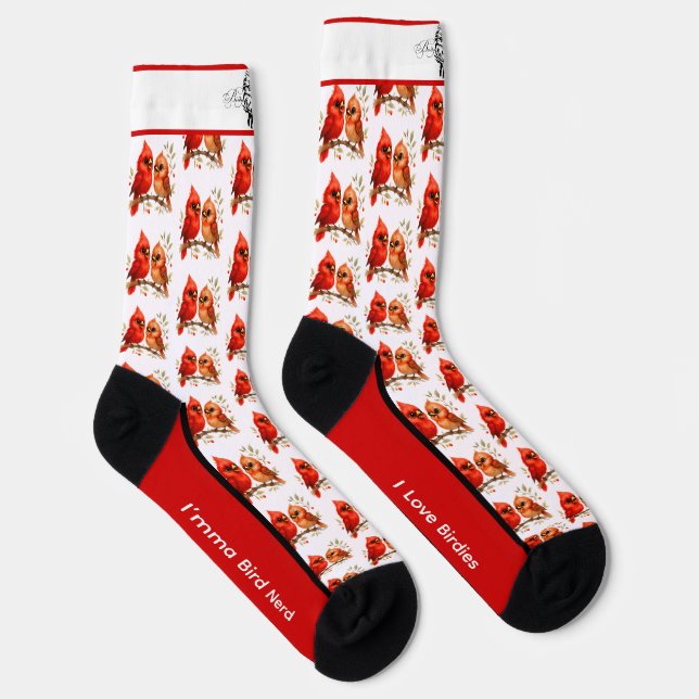 Cute Northern Cardinal Socks (Right)