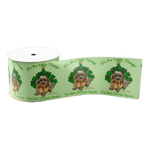 Cute Norwich Terrier Christmas Grosgrain Ribbon