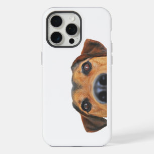 Cute Nosey Dog Peeking Up Funny Vintage Phone Ca iPhone 15 Pro Max Case