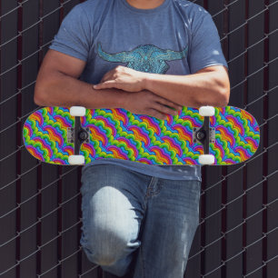 Cute Nostalgic Kids Rainbows Shapes Arches Pattern Skateboard