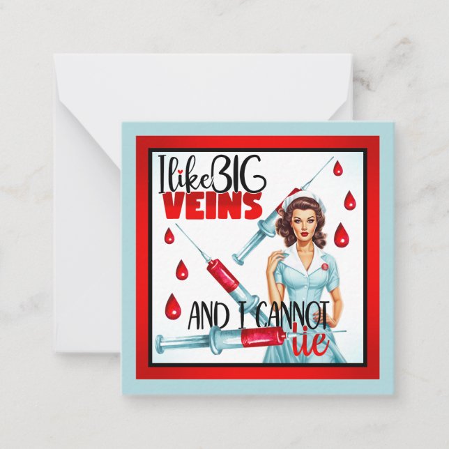 Cute Nostalgic Nurse I like Big Veins Card (Front)
