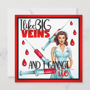 Cute Nostalgic Nurse I like Big Veins Holiday Card