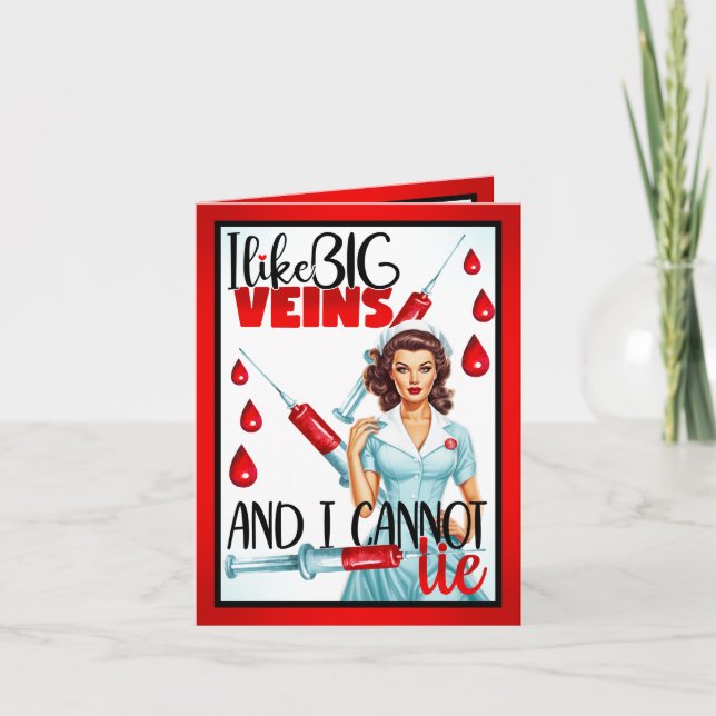Cute Nostalgic Nurse I like Big Veins Thank You Card (Front)