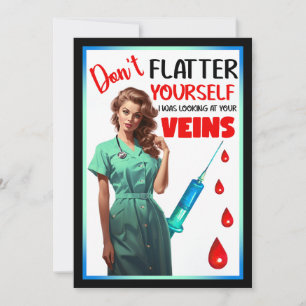 Cute Nostalgic Nurse Pinup Don't Flatter Yourself Thank You Card