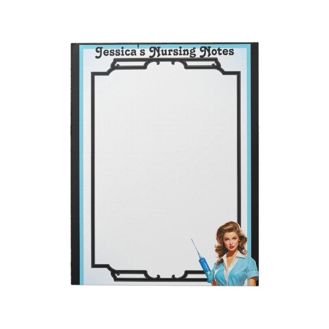 Cute Nostalgic Nurse Pinup_  For a Living Notepad (Rotated)