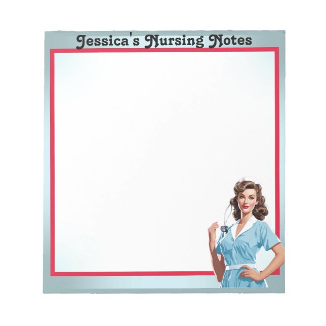 Cute Nostalgic Nurse Pinup_  I'm in Nursing School Notepad (Front)