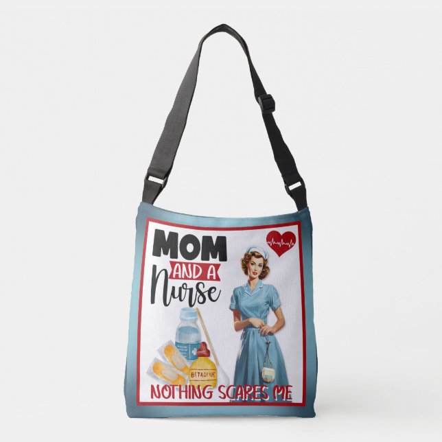 Cute Nostalgic Nurse Pinup_  Mum and Nurse Crossbody Bag (Front)
