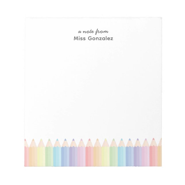 Cute Note From Name Teacher Rainbow Notepad (Front)
