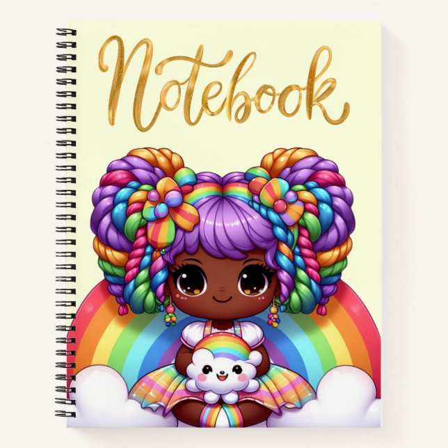 Cute notebook/Adorable Rainbow chibi girl  Notebook (Front)