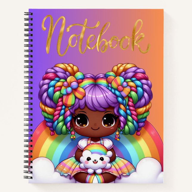 Cute notebook/Adorable Rainbow chibi girl  Notebook (Front)