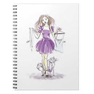 Cute Notebook Fashion Girl And Cat Shopping